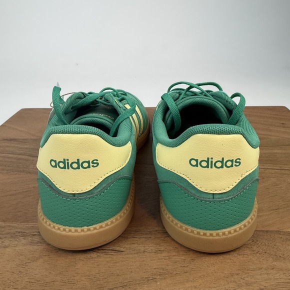 New Womens Adidas Breaknet Sleek Green Yellow Gum Leather Low Sneakers Size 7.5 - Picture 6 of 8